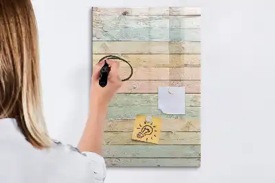 Tablă magnetică de scris cu model de scânduri pastelate
