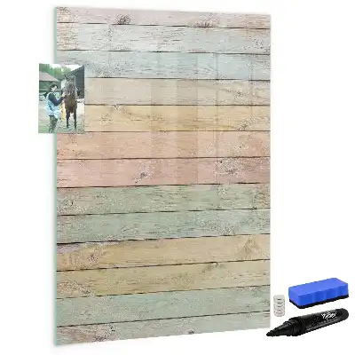 Tablă magnetică de scris cu model de scânduri pastelate