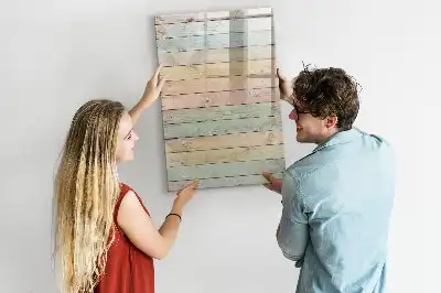Tablă magnetică de scris cu model de scânduri pastelate