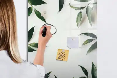 Tablă cu marker cu ramă decorată cu frunze verzi