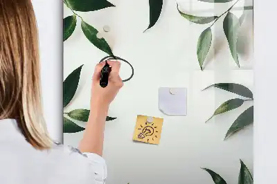 Tablă cu marker cu ramă decorată cu frunze verzi