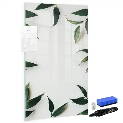 Tablă cu marker cu ramă decorată cu frunze verzi