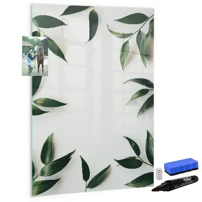 Tablă cu marker cu ramă decorată cu frunze verzi