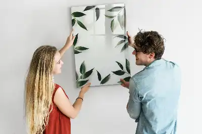 Tablă cu marker cu ramă decorată cu frunze verzi