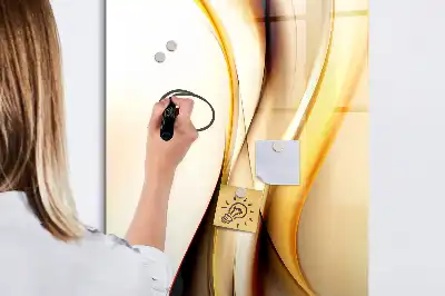 Tablă magnetică de scris cu model de abstracție aurie de valuri