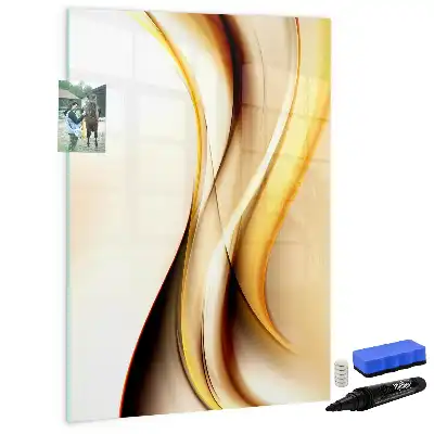 Tablă magnetică de scris cu model de abstracție aurie de valuri