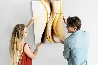 Tablă magnetică de scris cu model de abstracție aurie de valuri