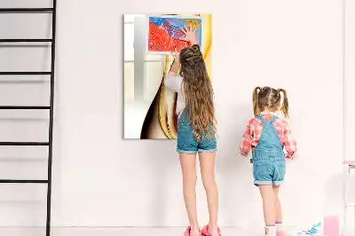 Tablă magnetică de scris cu model de abstracție aurie de valuri