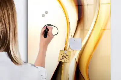 Tablă magnetică de scris cu model de abstracție aurie de valuri