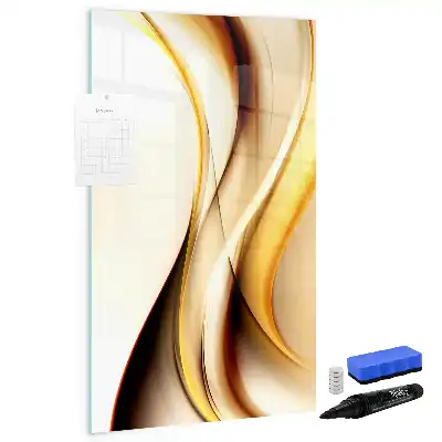 Tablă magnetică de scris cu model de abstracție aurie de valuri