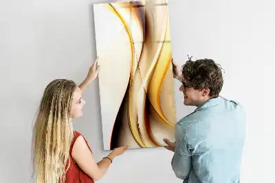 Tablă magnetică de scris cu model de abstracție aurie de valuri