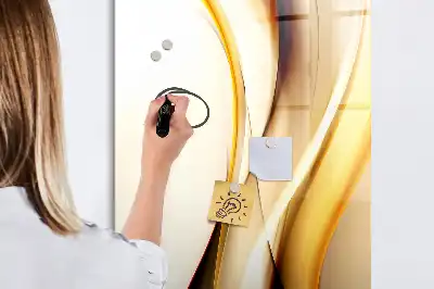 Tablă magnetică de scris cu model de abstracție aurie de valuri