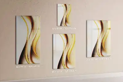 Tablă magnetică de scris cu model de abstracție aurie de valuri