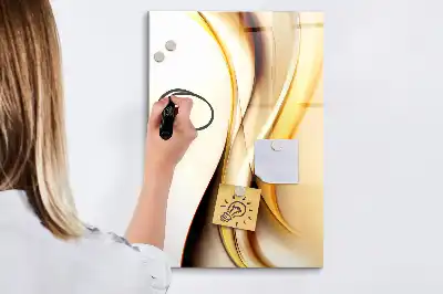 Tablă magnetică de scris cu model de abstracție aurie de valuri