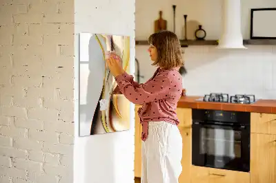 Tablă magnetică de scris cu model de abstracție aurie de valuri