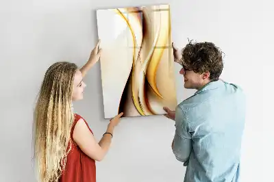 Tablă magnetică de scris cu model de abstracție aurie de valuri