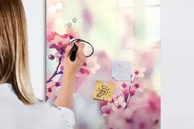 Tablă magnetică de scris cu model flori de primăvară