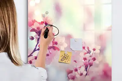 Tablă magnetică de scris cu model flori de primăvară