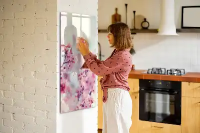 Tablă magnetică de scris cu model flori de primăvară