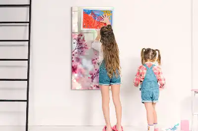 Tablă magnetică de scris cu model flori de primăvară