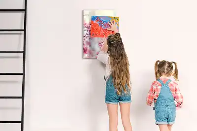 Tablă magnetică de scris cu model flori de primăvară