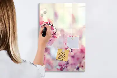 Tablă magnetică de scris cu model flori de primăvară