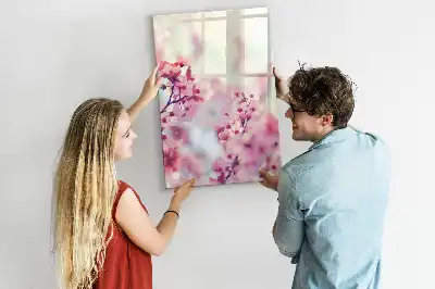 Tablă magnetică de scris cu model flori de primăvară