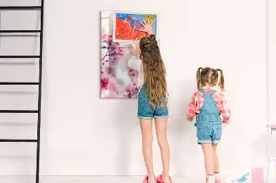 Tablă magnetică de scris cu model flori de primăvară