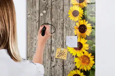 Tablă cu marker cu model floarea-soarelui pe lemn