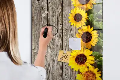 Tablă cu marker cu model floarea-soarelui pe lemn