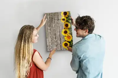 Tablă cu marker cu model floarea-soarelui pe lemn