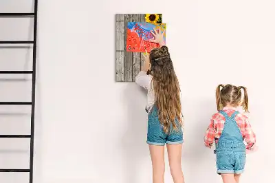 Tablă cu marker cu model floarea-soarelui pe lemn