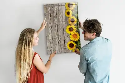 Tablă cu marker cu model floarea-soarelui pe lemn