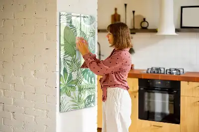 Tablă magnetică de scris cu model de frunze în acuarelă