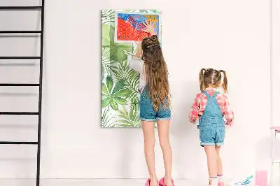 Tablă magnetică de scris cu model de frunze în acuarelă