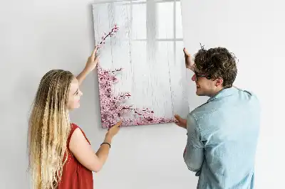 Tablă magnetică de scris decorată cu motiv floral pe lemn