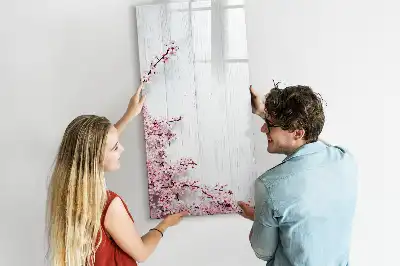 Tablă magnetică de scris decorată cu motiv floral pe lemn