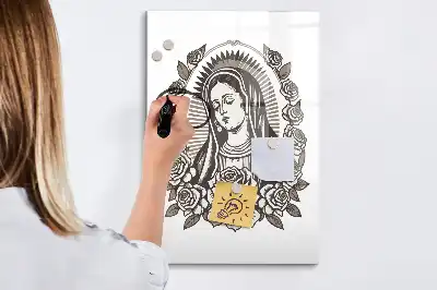 Tablă magnetică de scris cu modelul Fecioara de la Guadalupe
