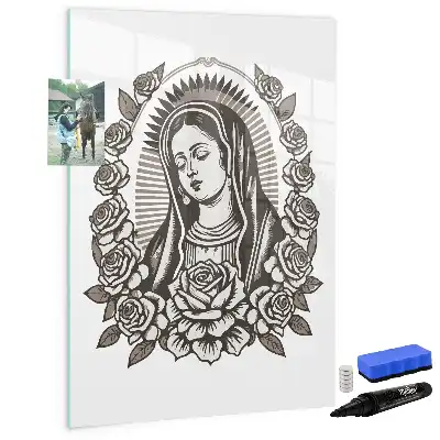 Tablă magnetică de scris cu modelul Fecioara de la Guadalupe