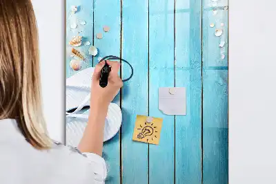 Tablă cu marker design cu scânduri albastre de plajă