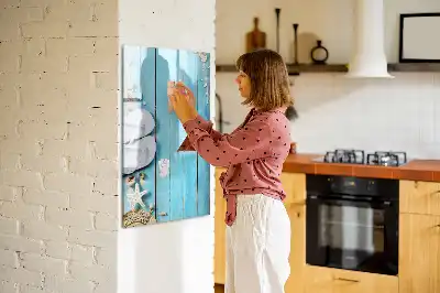 Tablă cu marker design cu scânduri albastre de plajă