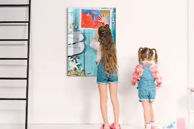Tablă cu marker design cu scânduri albastre de plajă