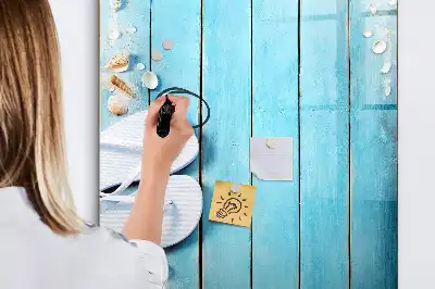 Tablă cu marker design cu scânduri albastre de plajă