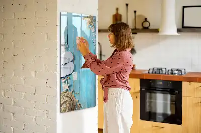 Tablă cu marker design cu scânduri albastre de plajă