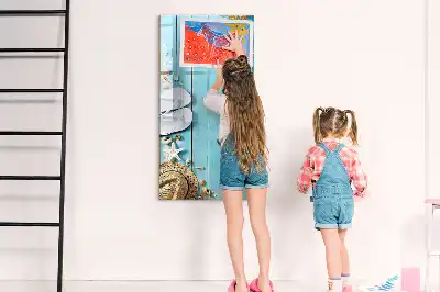 Tablă cu marker design cu scânduri albastre de plajă
