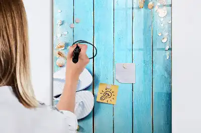 Tablă cu marker design cu scânduri albastre de plajă