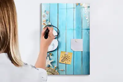 Tablă cu marker design cu scânduri albastre de plajă