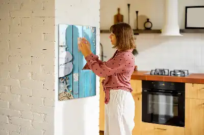 Tablă cu marker design cu scânduri albastre de plajă