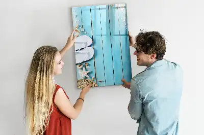 Tablă cu marker design cu scânduri albastre de plajă