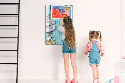 Tablă cu marker design cu scânduri albastre de plajă